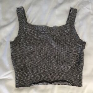 Gray Ribbed Women's Top